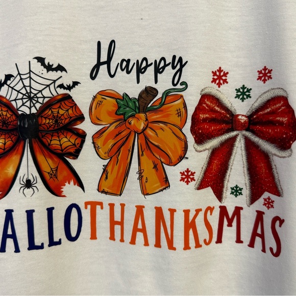 Tops - Festive Holiday Bow T-Shirt - Orange, Red, Black